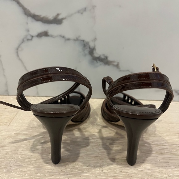 Enzo Angiolini, size 5.5, brown patent, wood heel - Picture 4 of 5